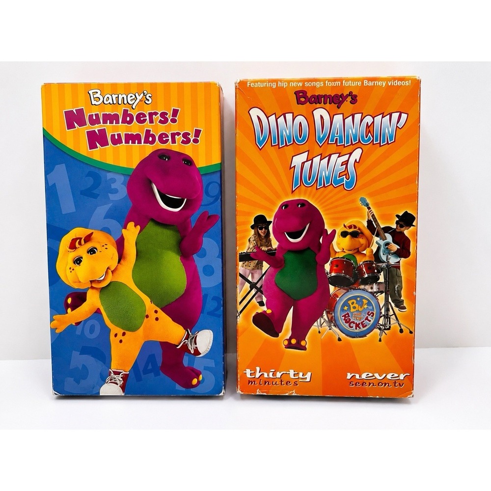 Barney VHS Tape Lot of 2 Numbers! Numbers! & Dino Dancin' Tunes Tested Kids